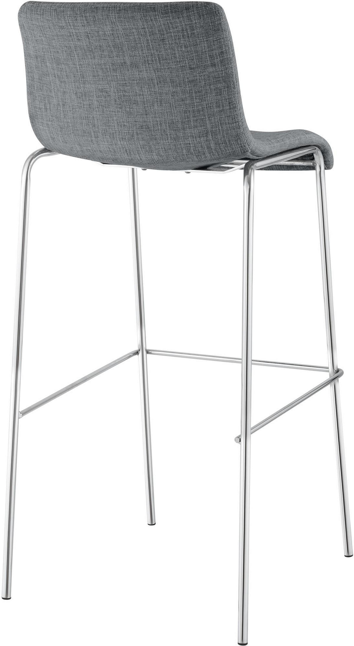 BARHOCKER Stoff Hellgrau - Chromfarben/Hellgrau, Textil/Metall (43/100/48cm) - CLP
