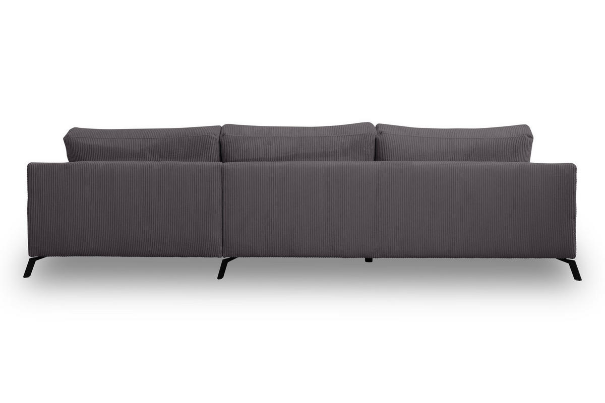 ECKSOFA Aspen in L-Form, Coach Farbe: Dunkelgrau, Cordstoff, Ottomane Rechts - Dunkelgrau, Textil (312/187cm) - VENASI MÖBEL