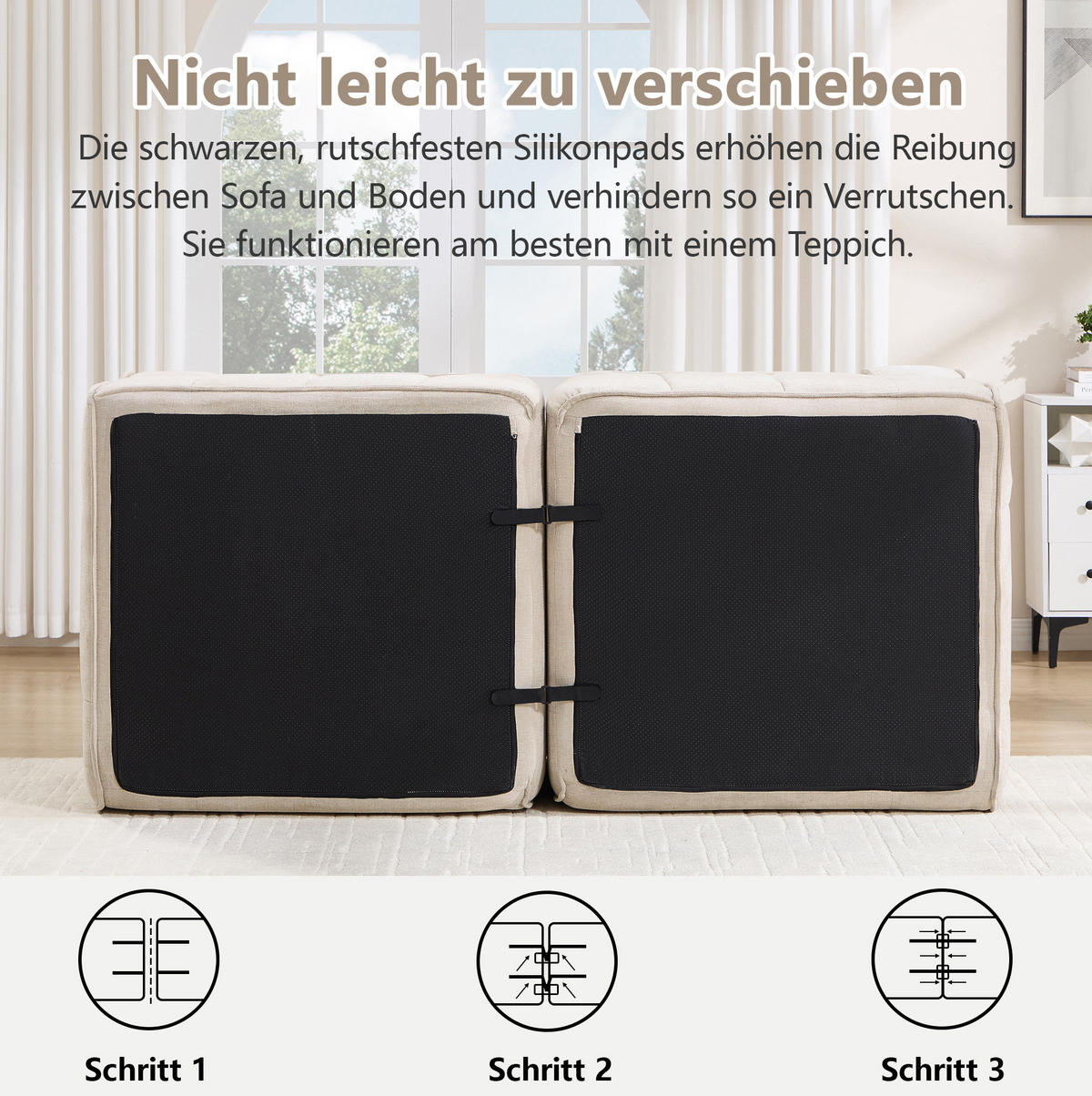 SOFA modular mit rahmenlosem Design Polyester Beige - Beige, Textil (217/67/93cm) - IVMEU