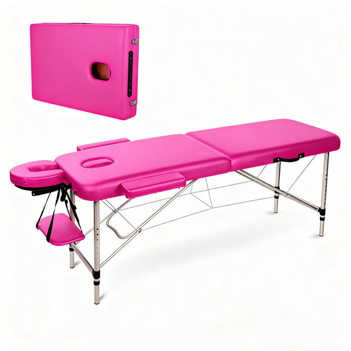 KLAPPBETT Sorvena 93/65/18 cm - Rosa, Metall (65/18/93cm) - ZMH