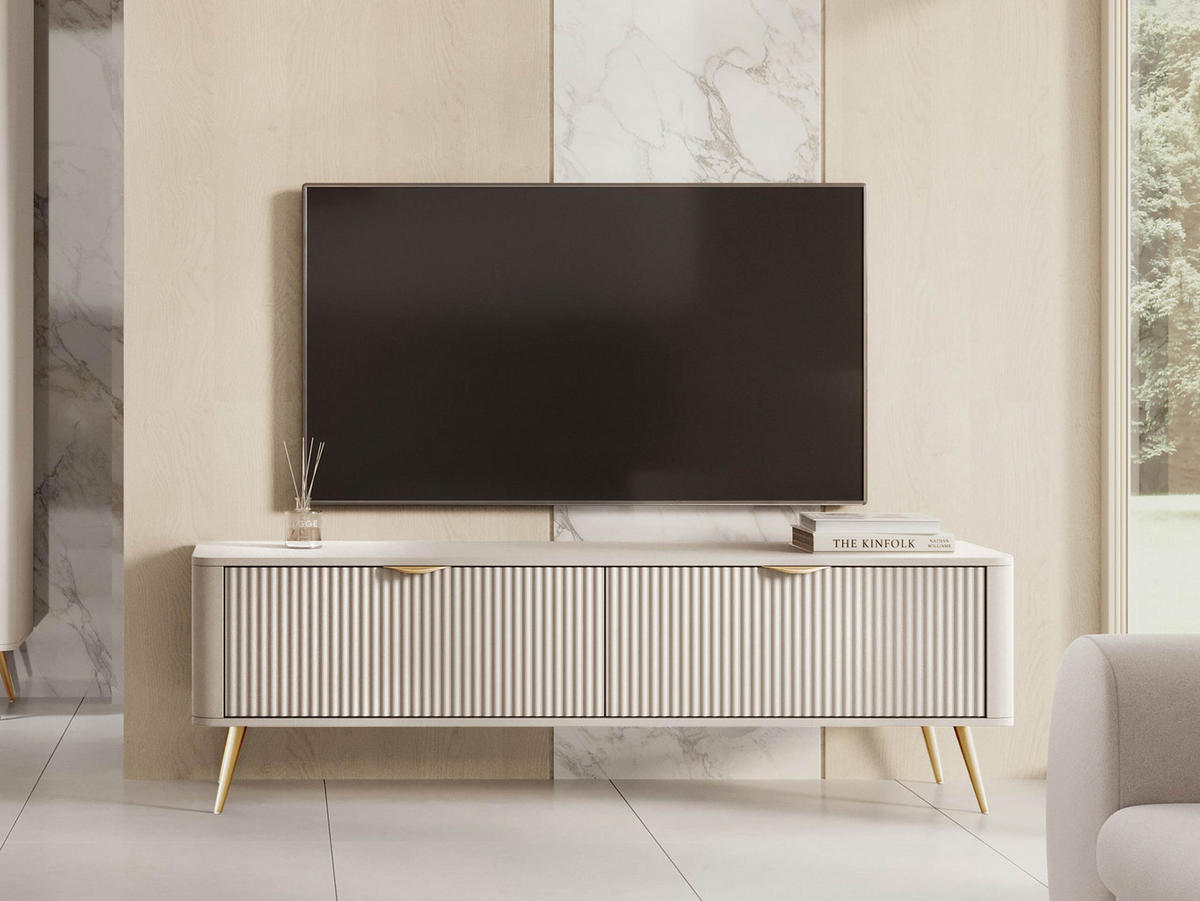 TV-ELEMENT Lante 2D - Beige/Goldfarben, Holzwerkstoff/Metall (164/52/38cm) - MIRJAN24