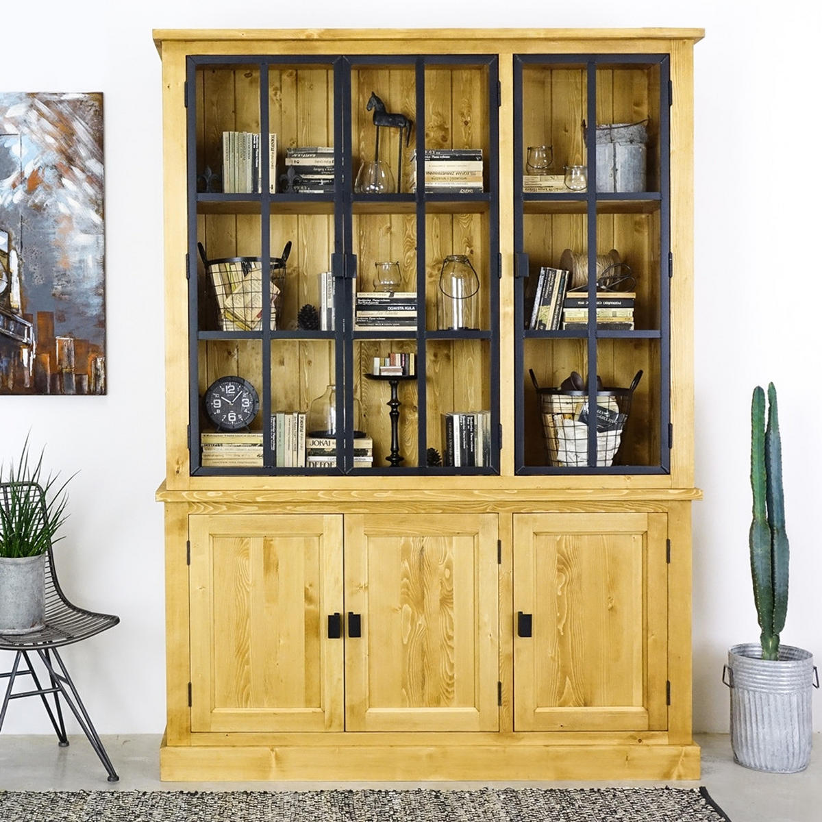 VITRINE aus Massivholz Industrial - Honig, Holz (160/223/45cm) - Seart