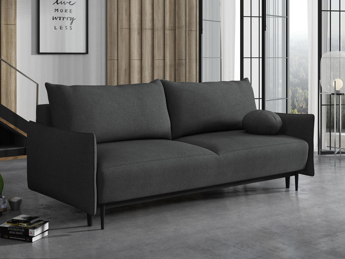 SCHLAFSOFA Dalia - Dunkelgrau/Schwarz, Holz/Textil (225/88/98cm) - MIRJAN24