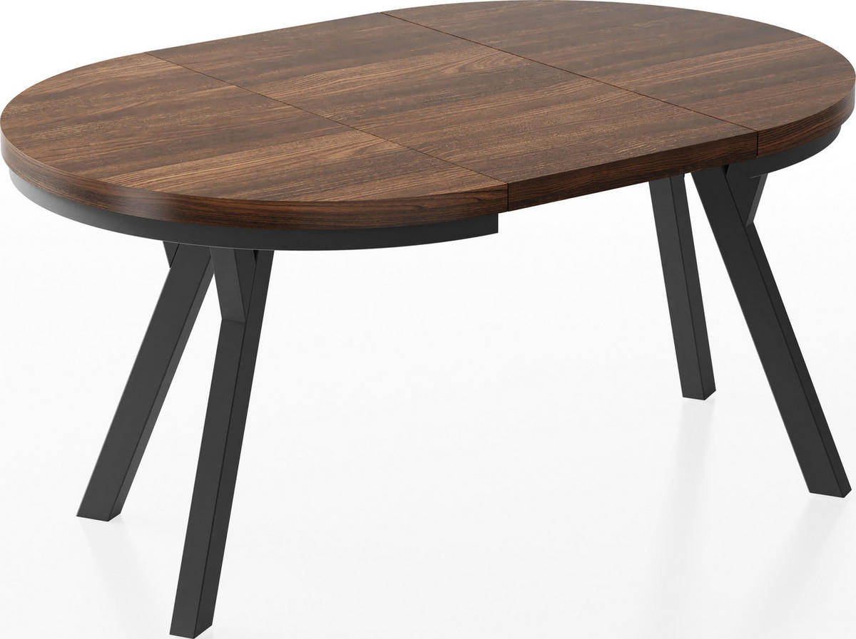 ESSTISCH Lume runder ausziehbarer, Arvadonna Chestnut 100-150/100/76 cm - Kastanienfarben/Schwarz, Holz/Holzwerkstoff (100/100/76cm) - WFL GROUP