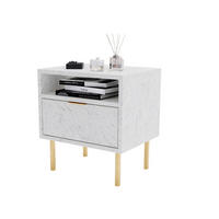 NACHTSCHRANK Weiß 50/54/39cm - Goldfarben/Schwarz, Holzwerkstoff (50/54/39cm) - CraftPAK