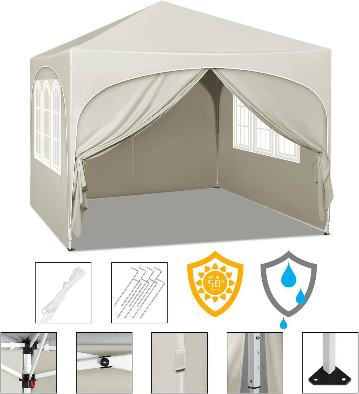 PAVILLON, Faltpavillon 3x3 m, mit 4 Seitenwänden, Grau - Beige, Metall (300/260/300cm) - Woltu