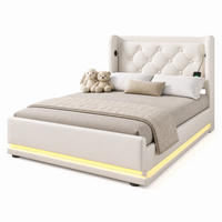 POLSTERBETT 90/200 cm in Weiß mit Bettkasten, LED, USB und Type-C Polsterbett - Weiß, Holzwerkstoff/Textil (90/200cm) - STILVORA