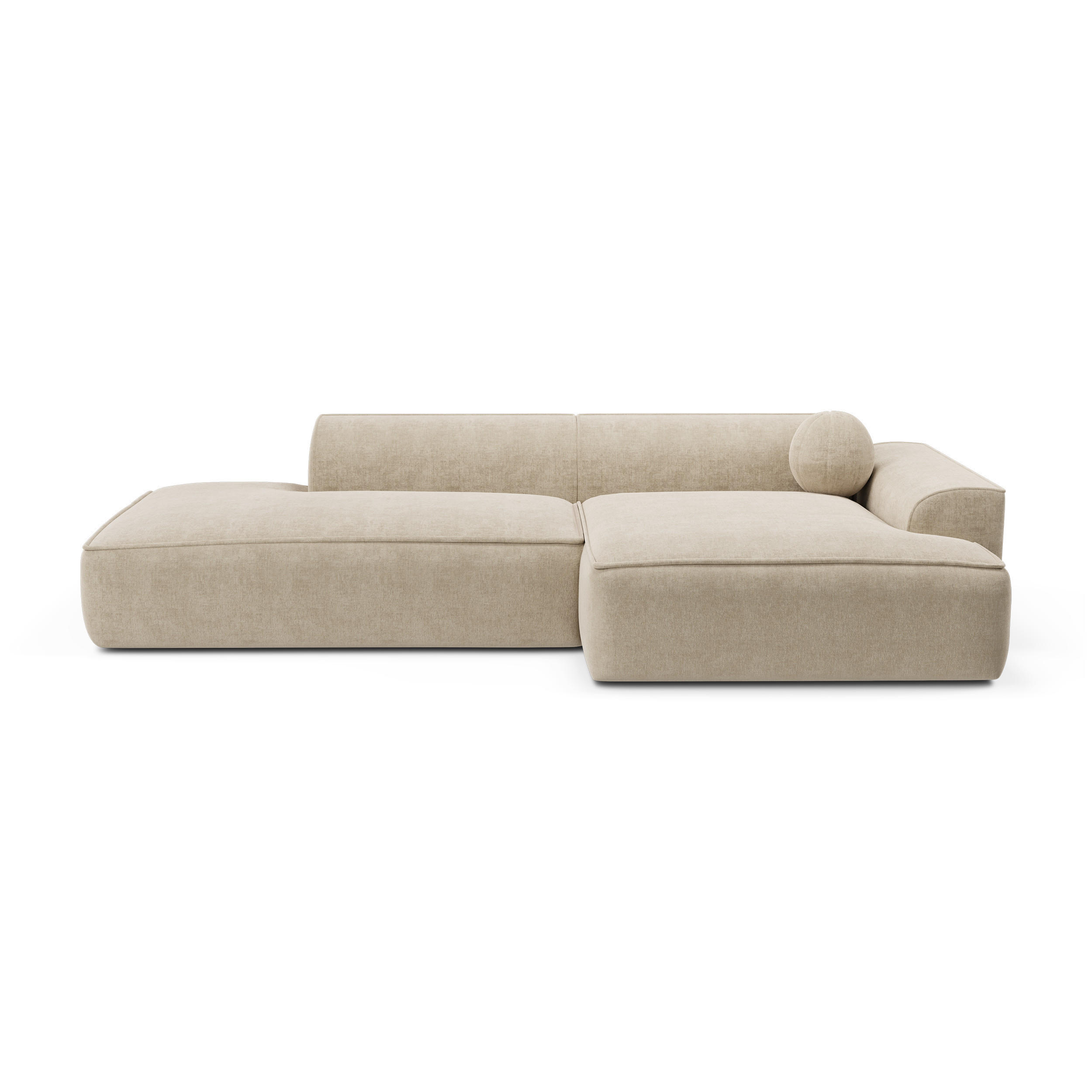 ECKSOFA RECHTS Samt Creme 300cm - Creme, Textil (300/155cm) - Sia Home