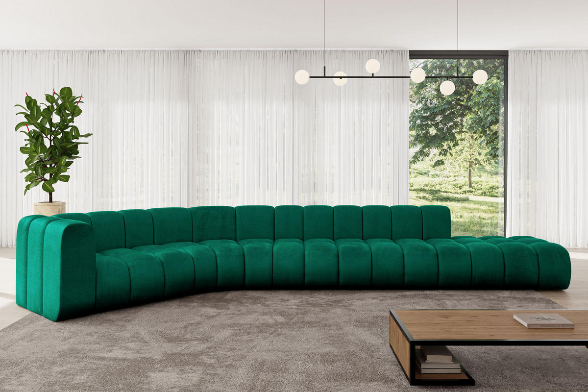ECKSOFA modulares Sofa Tilmo-L2 - 490x194x70 cm Grün - Dunkelgrün, Holzwerkstoff/Textil (490/194cm) - ALTDECOR