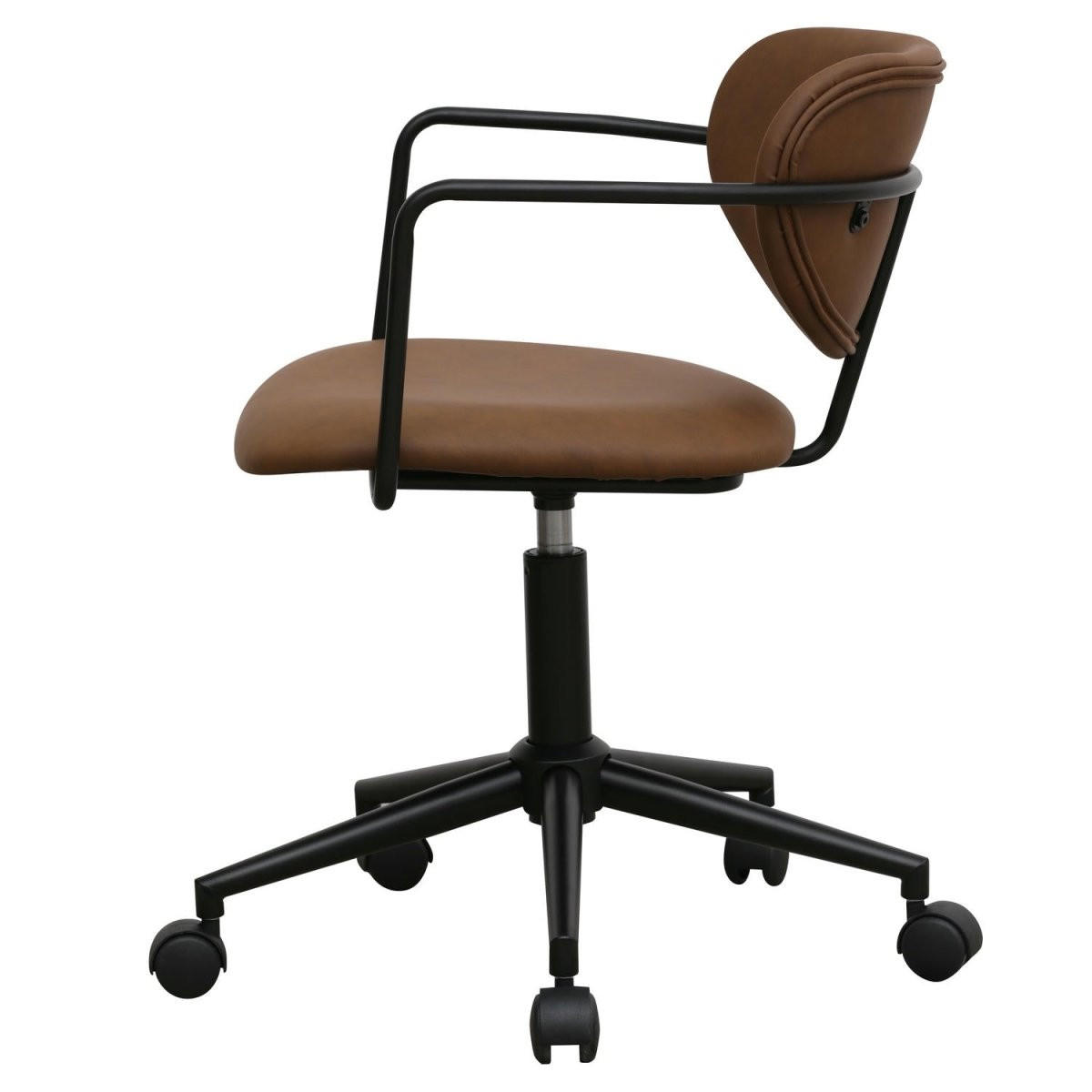 DREHSTUHL höhenverstellbar in Kunstleder Dunkelbraun - Schwarz/Braun, Textil/Metall (54/71/57cm) - Furnhouse