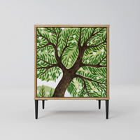 SIDEBOARD WILDERNESS DASH, Eichefarben, 57,5x42x72,5 cm, Schwarze Metallfüße - Eichefarben/Multicolor, Holzwerkstoff/Metall (57.5/72.5/42cm) - SpaceRebels