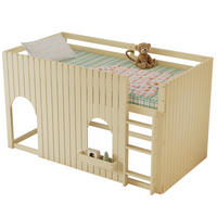 HOCHBETT 90x200 cm in Natur mit LED-Beleuchtung, Leiter und Ablagefächern - Naturfarben, Holz (90/200cm) - IVMEU