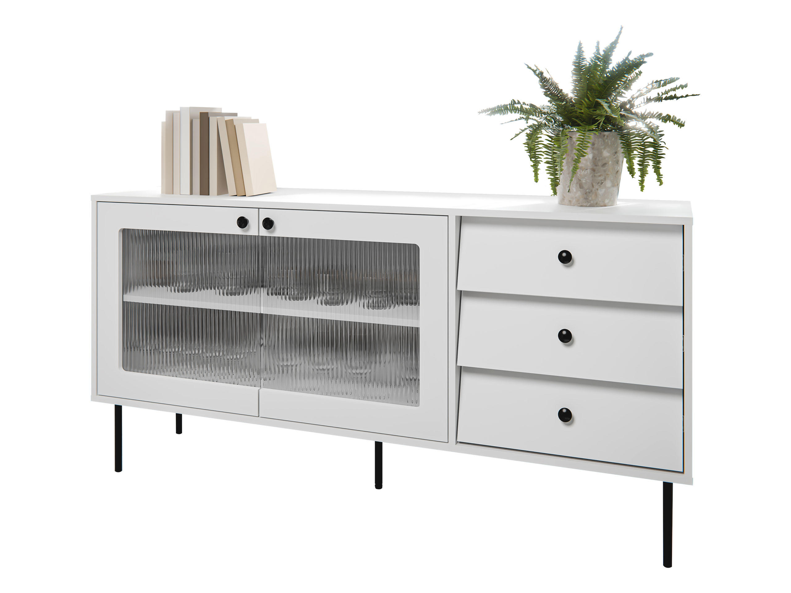SIDEBOARD Valerio 150 - Schwarz/Weiß, Holzwerkstoff/Kunststoff (150/75/39cm) - MIRJAN24