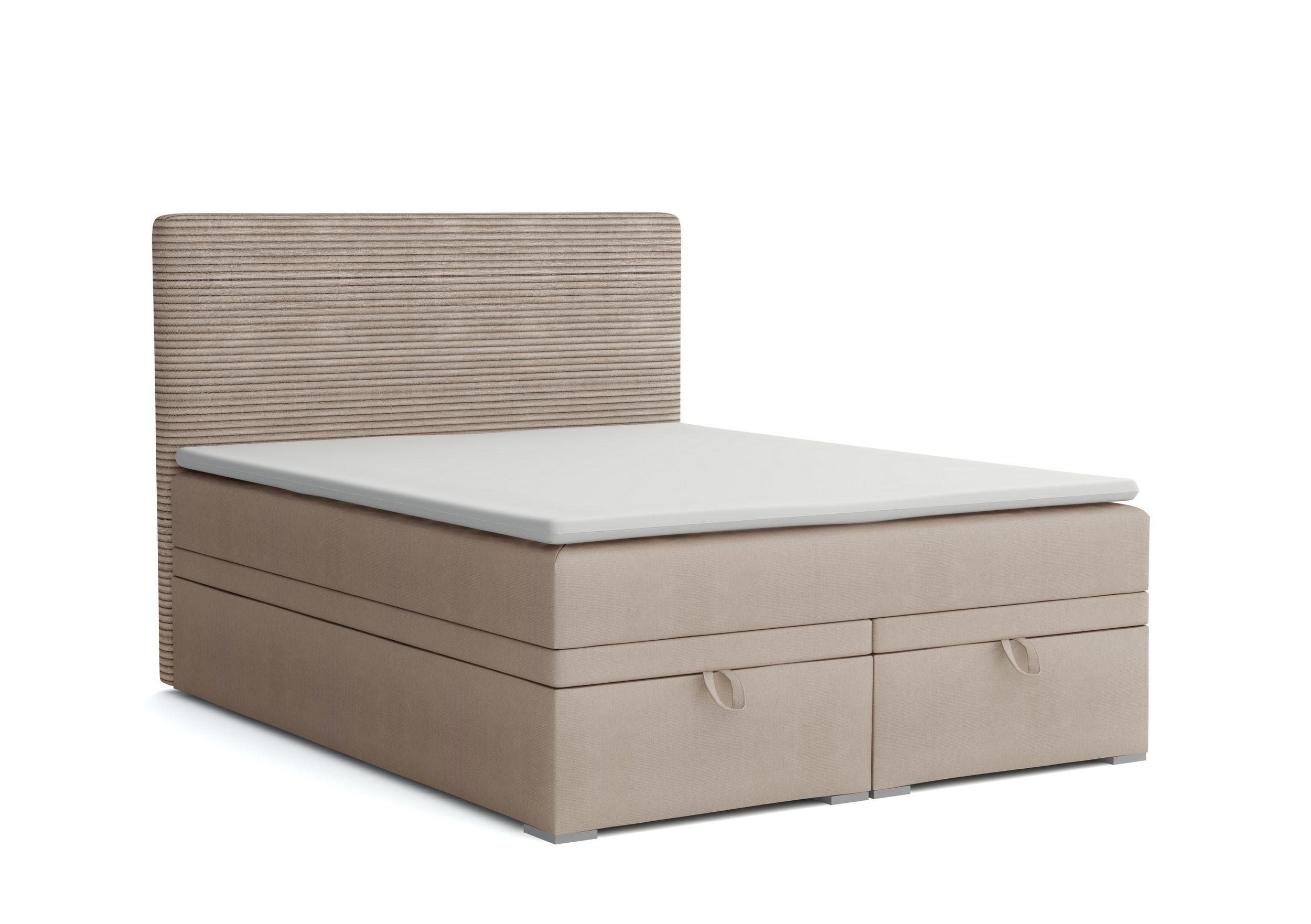 BOXBETT DARO 200/200 in Velour/Cord Beige - Beige, Holz/Holzwerkstoff (200/200cm) - Deine Möbel 24