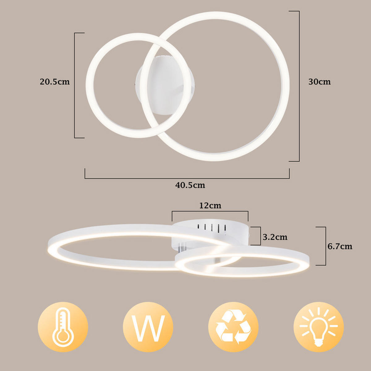 LED stropní svítidlo 30/40,5/6,7 cm - bílá, plast (40.5/30/6.7cm) - Nettlife