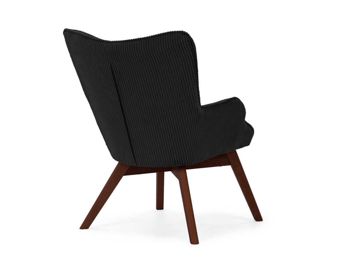 LOUNGESESSEL Lenari Schwarz Cordstoff mit Füßen in Braun - Schwarz/Braun, Holz/Textil (71/96/86cm) - S-Style Möbel