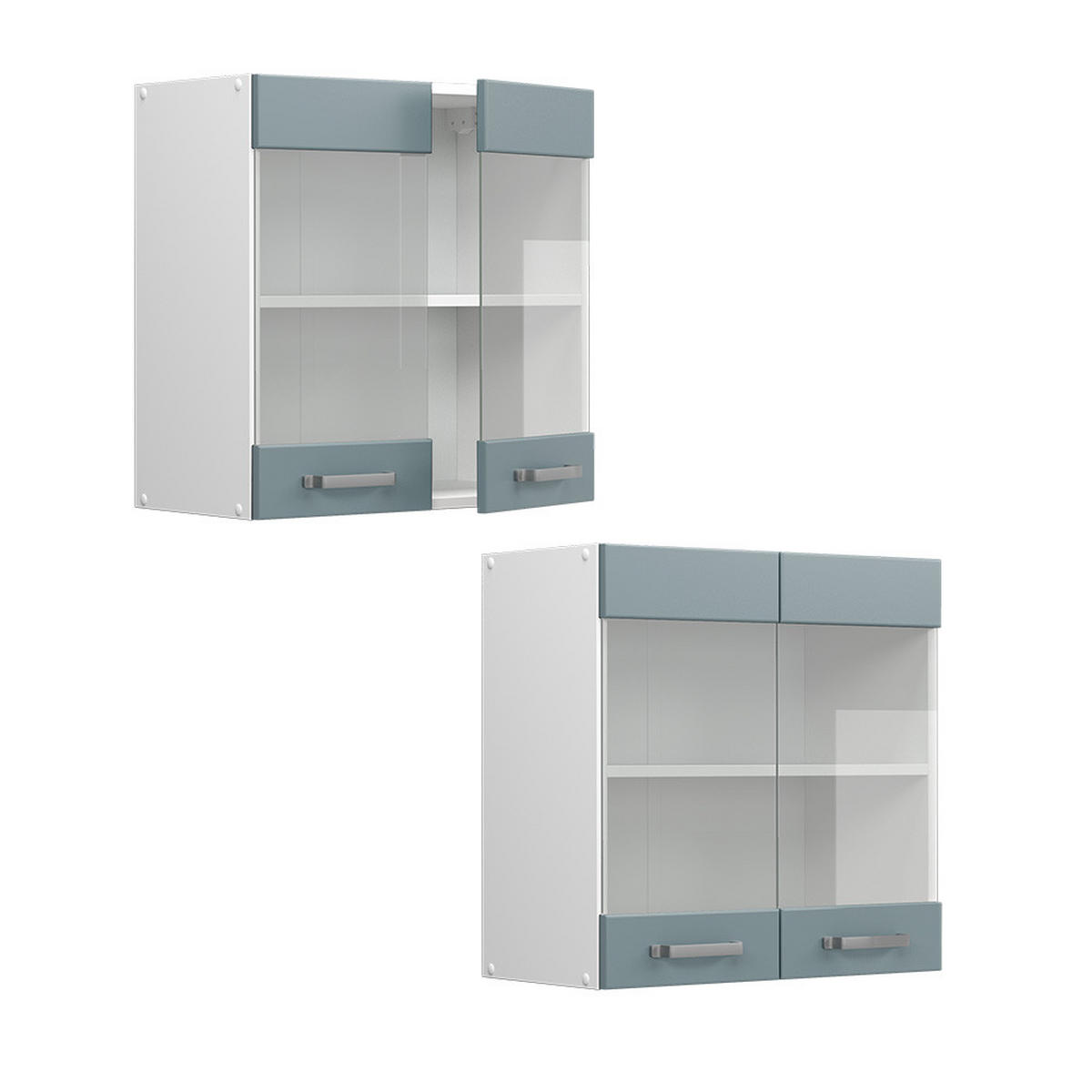 KÜCHENGLASSCHRANK R-Line Blau-Grau 60 cm - Blaugrau/Weiß, Holzwerkstoff (60/60/31cm) - Vicco