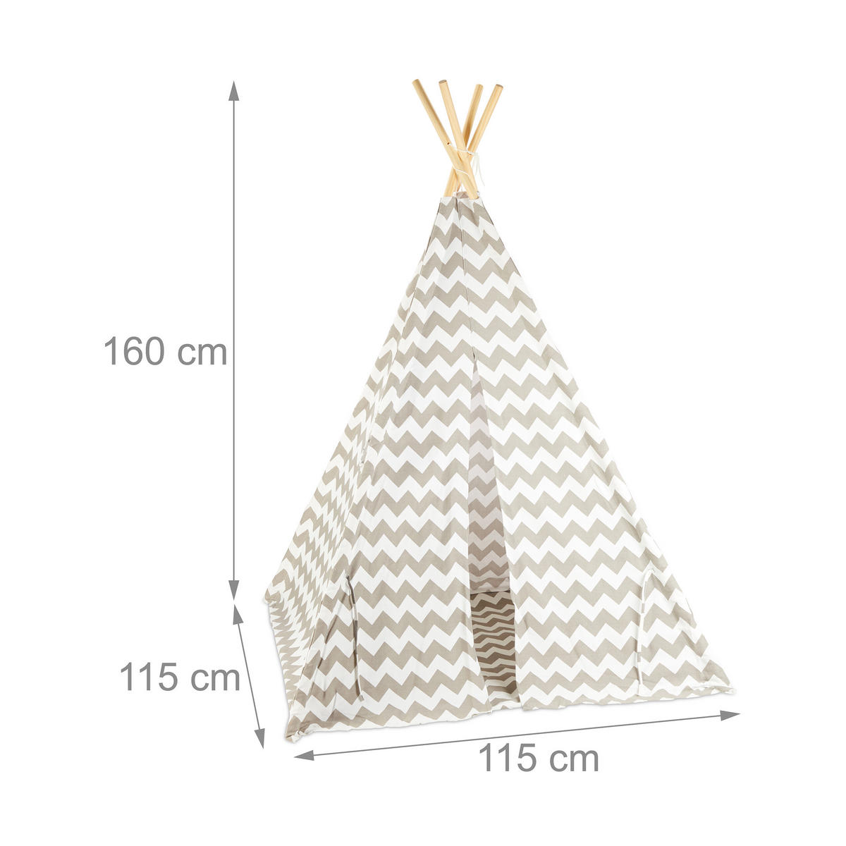 TIPI Zelt - Multicolor, Holz/Textil (115/115cm) - Relaxdays