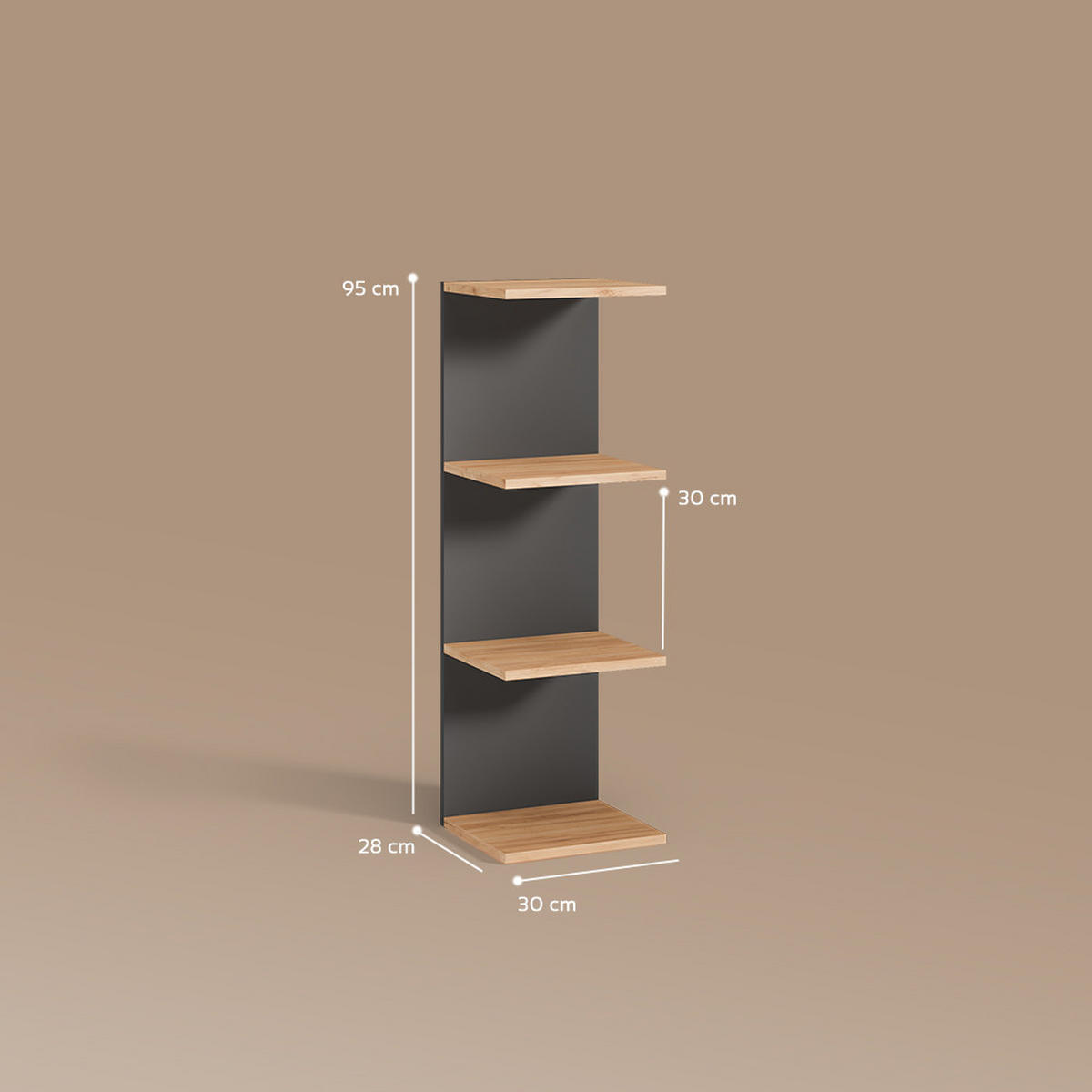 WANDREGAL Vesuvio Anthrazit 30 x 95 cm - Anthrazit, Holzwerkstoff (30/95/28cm) - Livinity®