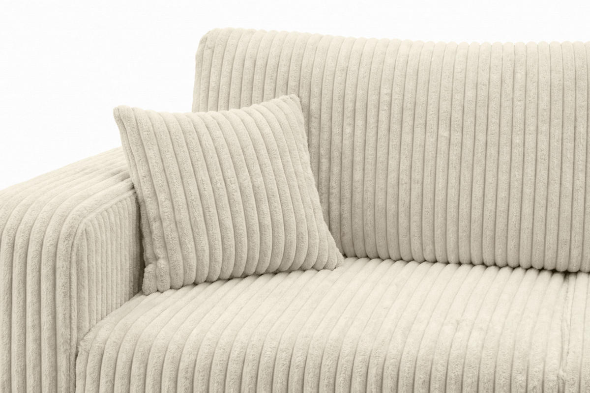 ECKSOFA Mit Schlaffunktion, Cordstoff Tilia, Ecru, Rechts, ROUND ONE XL - Ecru, Holz (271/175cm) - Kaiser Möbel