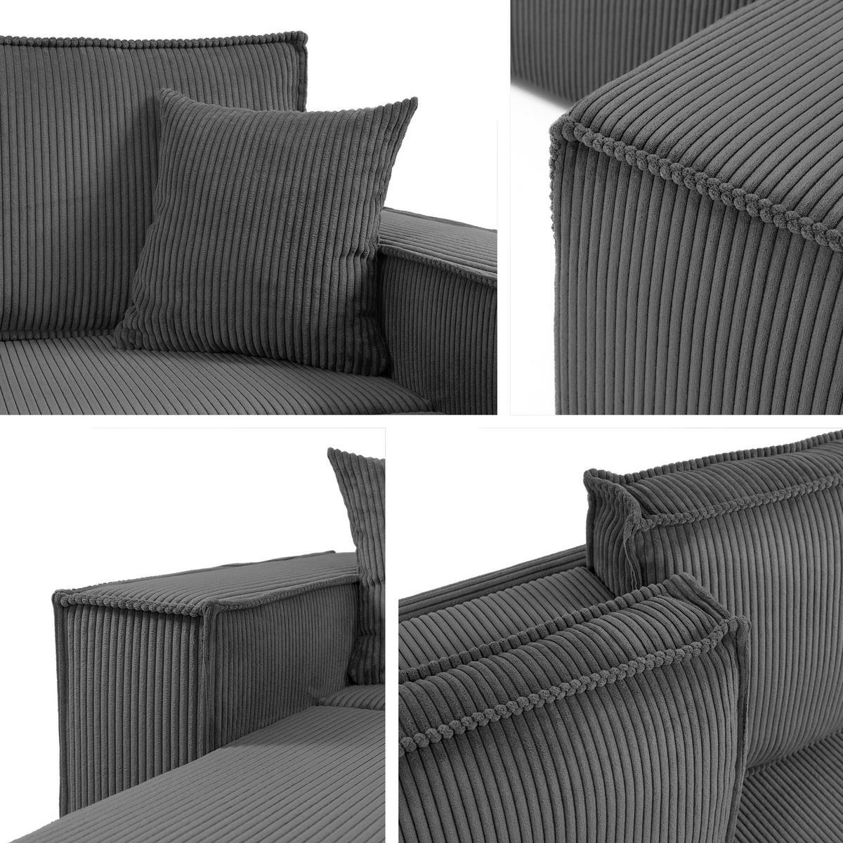 SCHLAFSOFA Karl mit L-Funktion - Creme/Schwarz, Holz/Kunststoff (245/82/139cm) - MIRJAN24