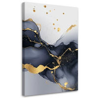 LEINWANDBILD Schwarz-weißer Marmor mit Gold - Grau, Textil (70/100cm) - Feeby