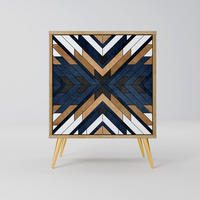 SIDEBOARD ARTFUL GEOMETRY, Eichefarben, 57,5x42x75,5 cm, Goldfarbene Metallfüße - Eichefarben/Goldfarben, Holzwerkstoff/Metall (57.5/75.5/42cm) - SpaceRebels