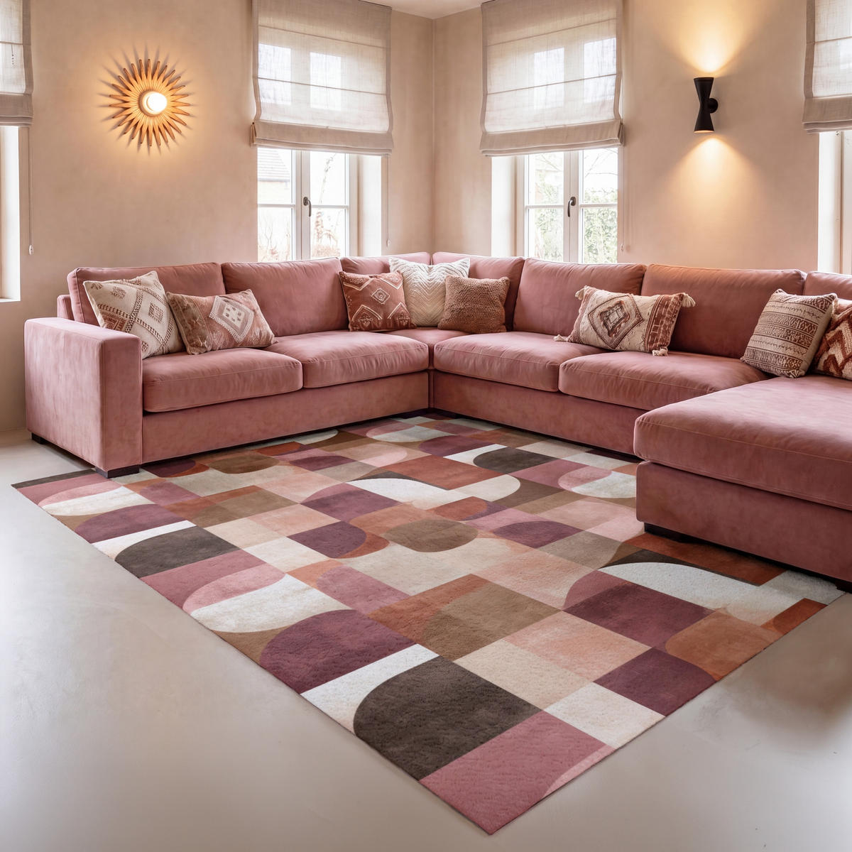 KOBERCE - Geometria - Moderné - Retro - 150x230 cm - viacfarebná, textil/plast (150/0.4cm) - OnlyWow