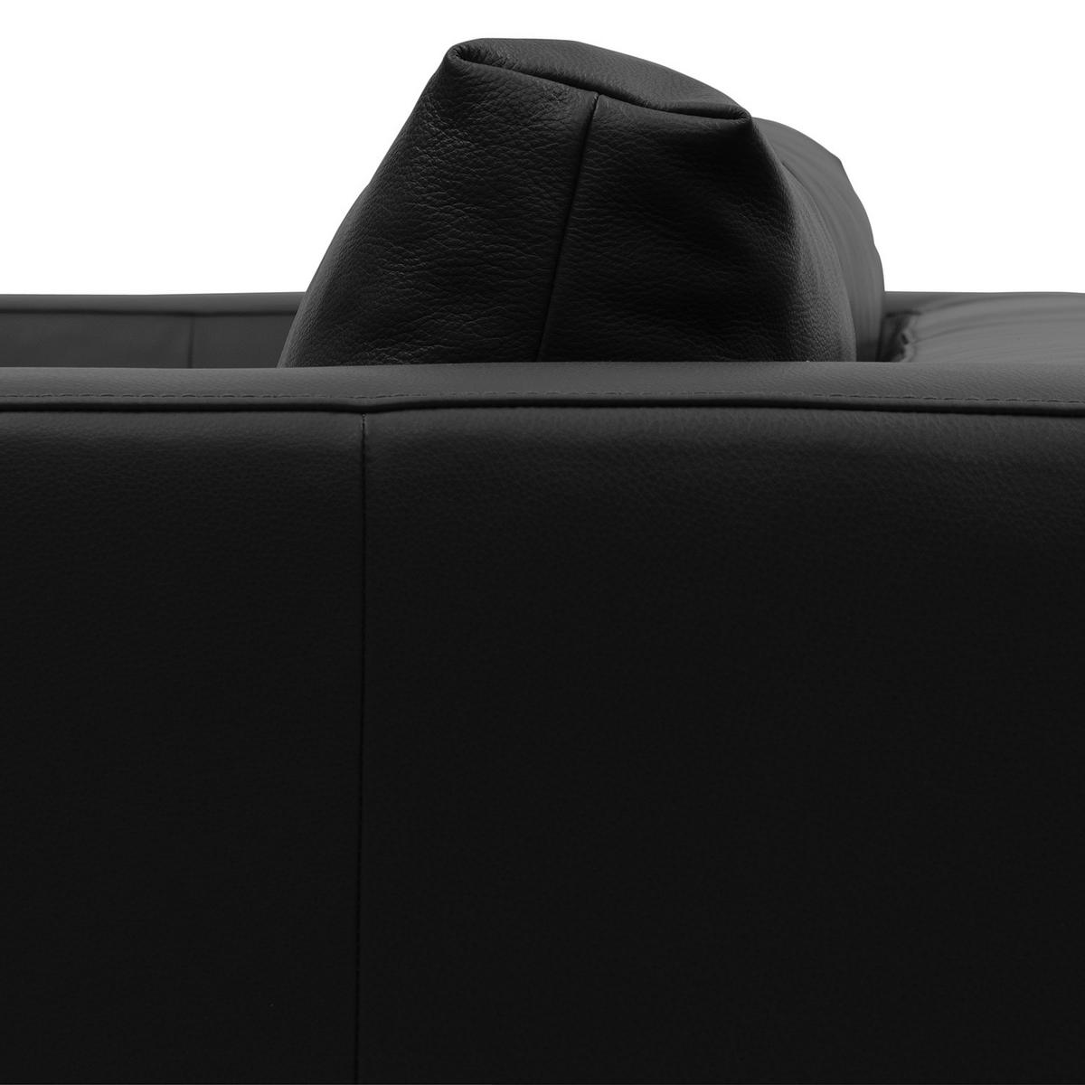 ECKSOFA mit Ottomane - Chromfarben/Schwarz, Leder/Metall (255/230cm) - home24