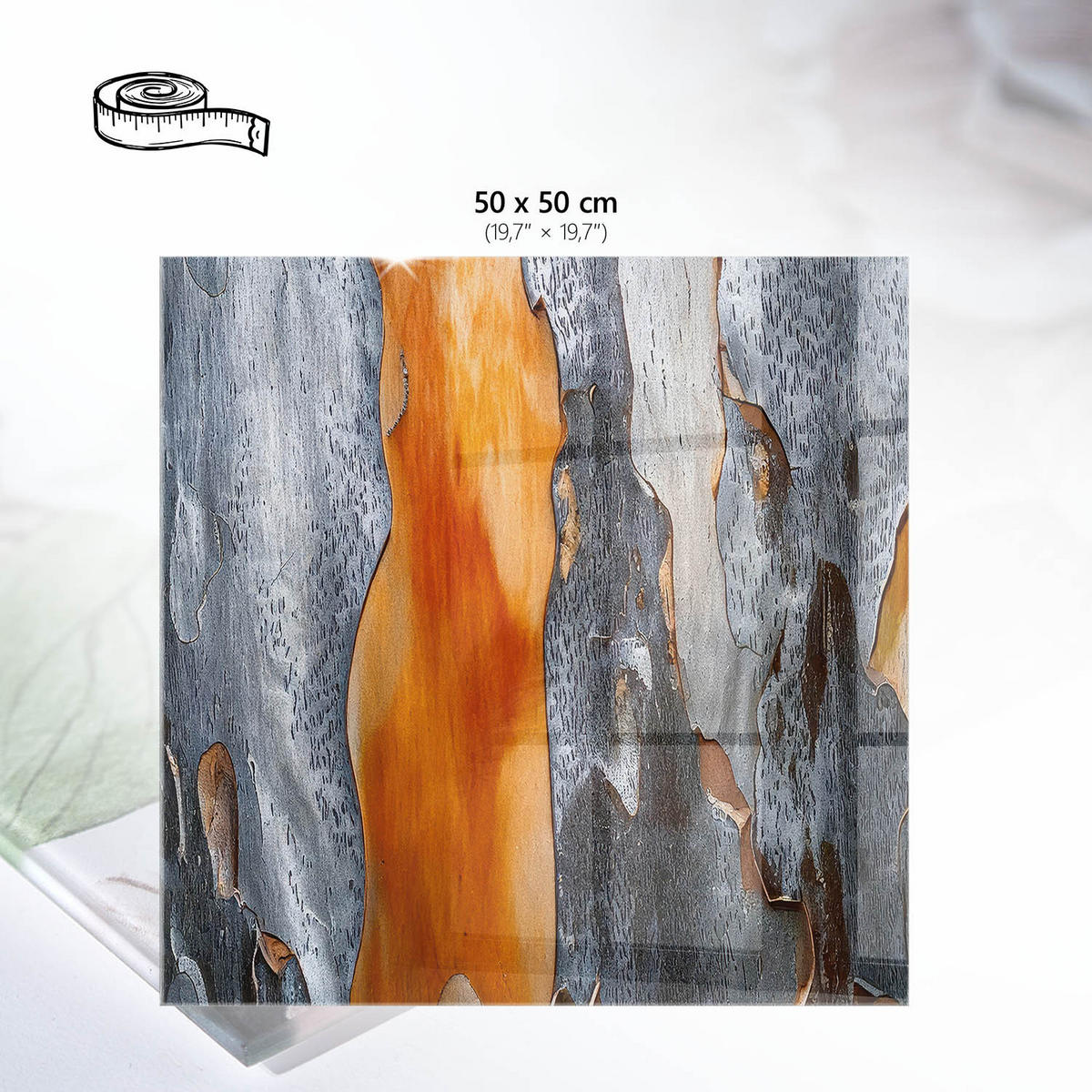 TISCHPLATTE 50x50 cm – Strukturelle Natur - Braun, Glas (50/50/0.4cm) - Wallfluent