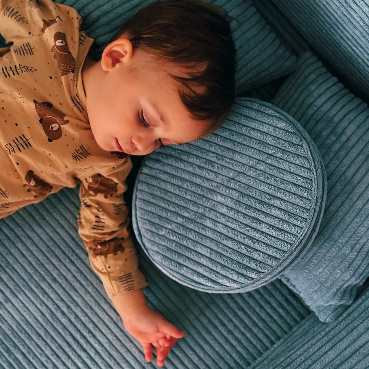KINDERSOFA AESTHETIC 160 cm Cord Türkis 10 Stk - Blau, Textil (80/12/160cm) - MeowBaby