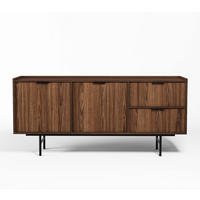 SIDEBOARD Nordiva 2T 2S Warmia Walnut 150/68/40 cm – Metallgestell - Walnussfarben/Schwarz, Holzwerkstoff/Metall (150/68/40cm) - AX Living
