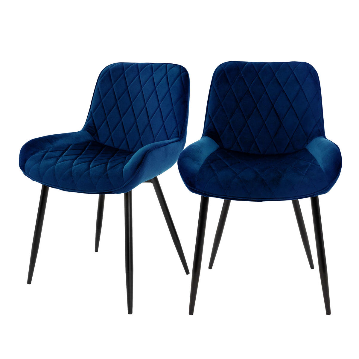ESSZIMMERSTUHL Samt Dunkelblau 2er Set - Dunkelblau, Metall (54/81/60cm) - ML-DESIGN