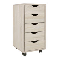 ROLLCONTAINER – MDF-Holz, Sonoma, 5 Schubladen, Rollen, für Büro oder Wohnzimmer - Beige/Schwarz, Holz/Kunststoff (38/64/33cm) - KADIMA DESIGN