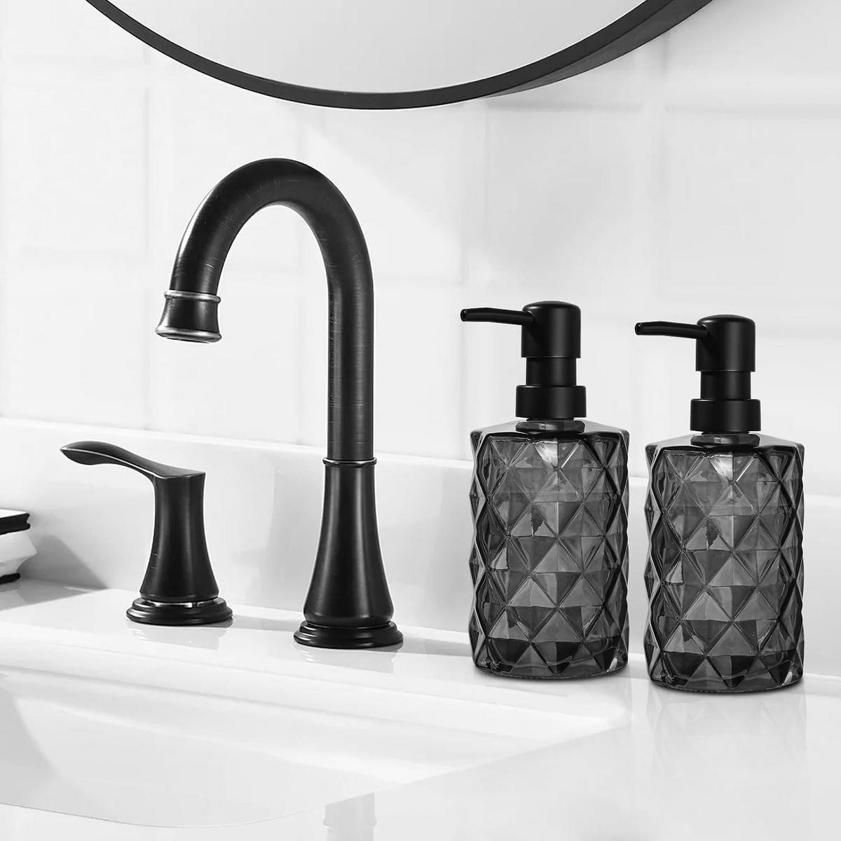 SEIFENSPENDER 2-teiliges Set Glas Schwarz 330ml - Schwarz, Glas (16/10.6/149cm)