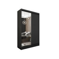 SCHWEBETÜRENSCHRANK Pamela 120 cm mit Spiegel, 2-türig, schwarz - Schwarz, Kunststoff (120/216/61cm) - Margaret Hadas24
