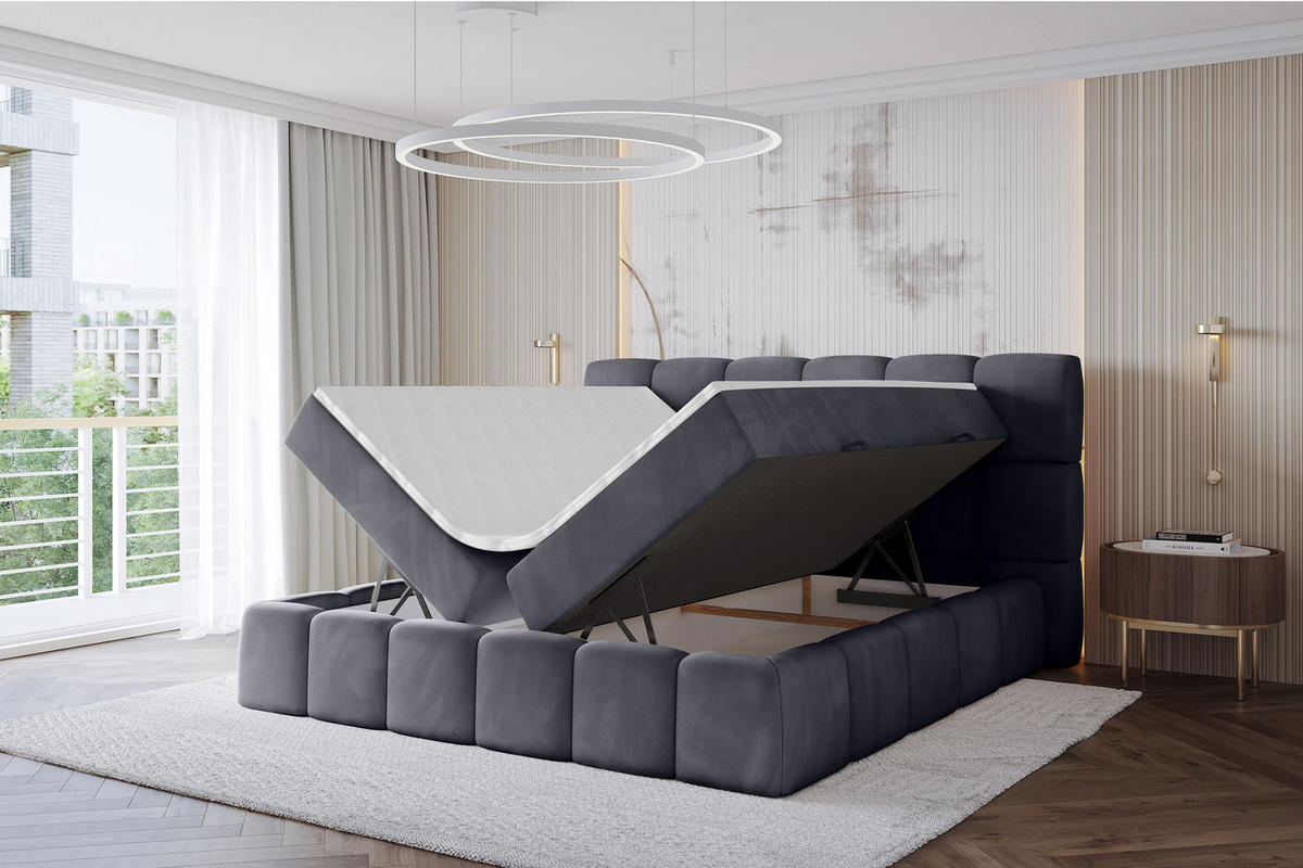 BOXBETT - AURI-H3 - 180x200 Dunkelgrau Casablanca - Dunkelgrau, Holzwerkstoff (180/200cm) - ALTDECOR