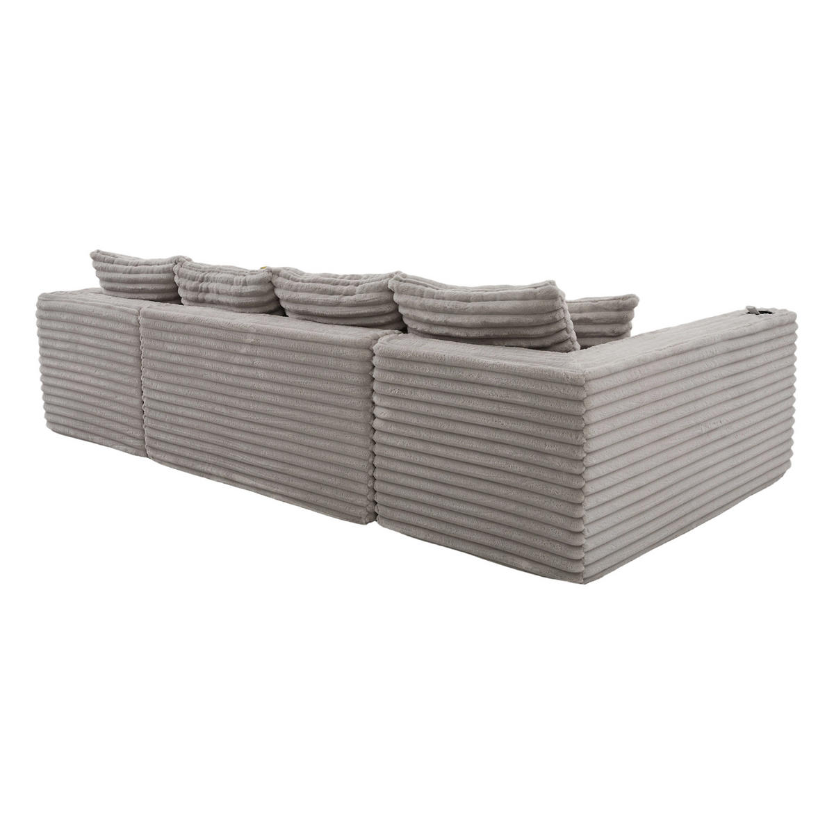 WOHNLANDSCHAFT DE-33829 U-Form mit Getränkehaltern Hellgrau - Hellgrau, Metall (320/88/155cm) - ComfortXL