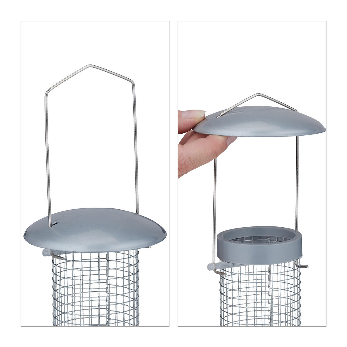 2XVOGELFUTTERSPENDER - Silberfarben, Metall (10/33/10cm) - Relaxdays