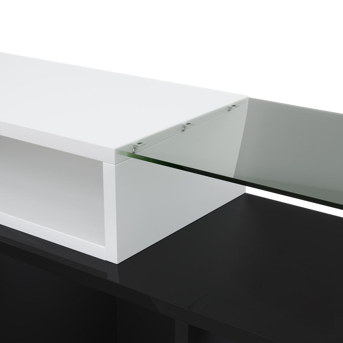 TV-LOWBOARD 200/35/60 cm Weiß/Schwarz aus Spanplatte mit LED - Schwarz, Holzwerkstoff (200/60/35cm) - OKWISH