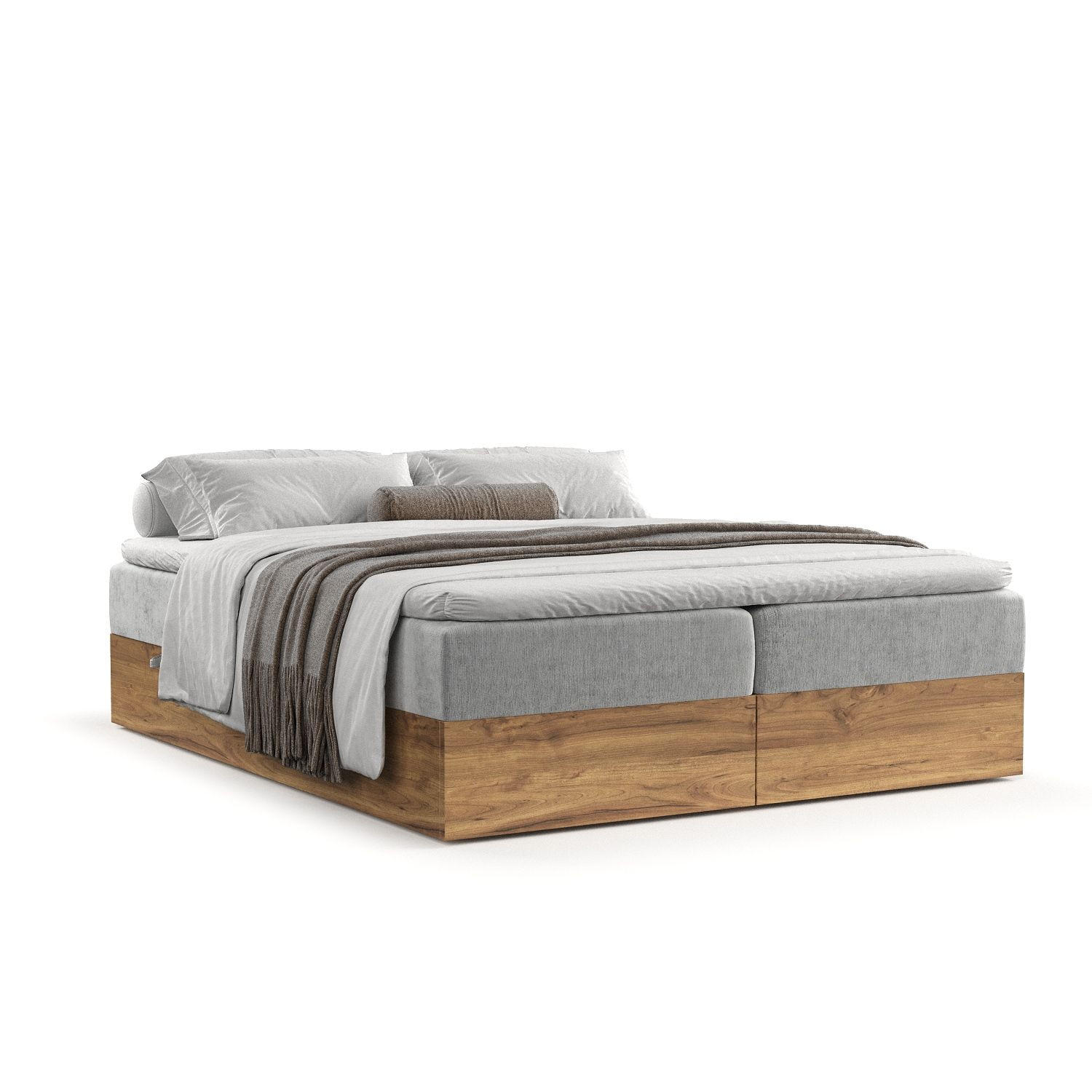 BOXBETT Faro Hellgrau 160/200 cm - Hellgrau/Schwarz, Holz/Holzwerkstoff (160/200cm) - Maison de Reve