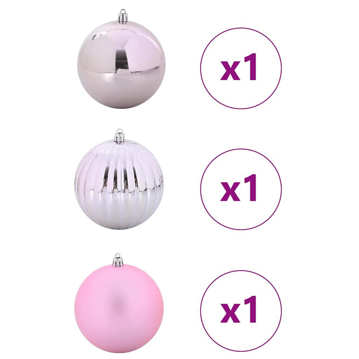 WEIHNACHTSKUGELSET XXL 3 -teilig 25/25/25 cm Rosa Kunststoff - Rosa, Kunststoff (25/25/25cm) - vidaXL