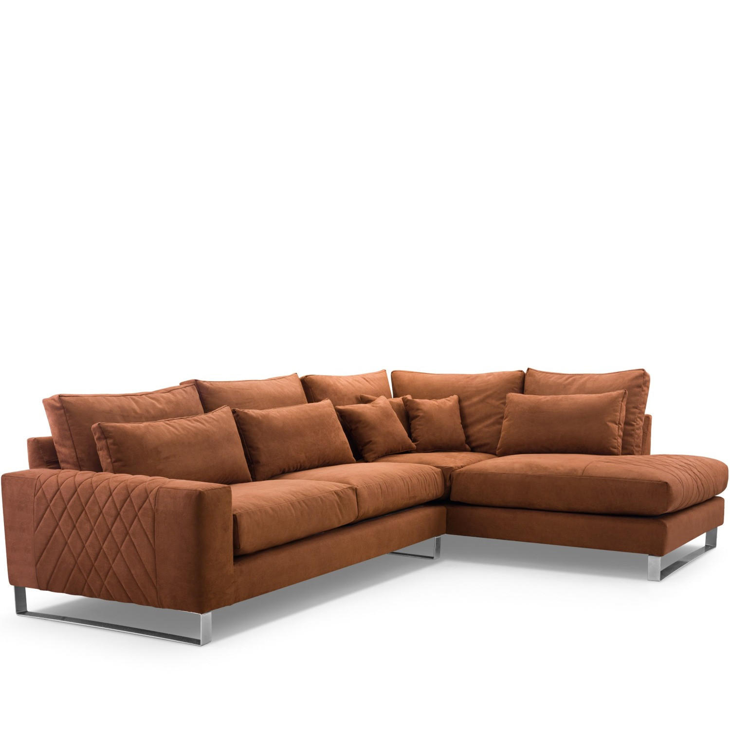 ECKSOFA RECHTS BRENTIS Chenille-Stoff, Braun - Braun, Textil (314/224cm) - KONSIMO®