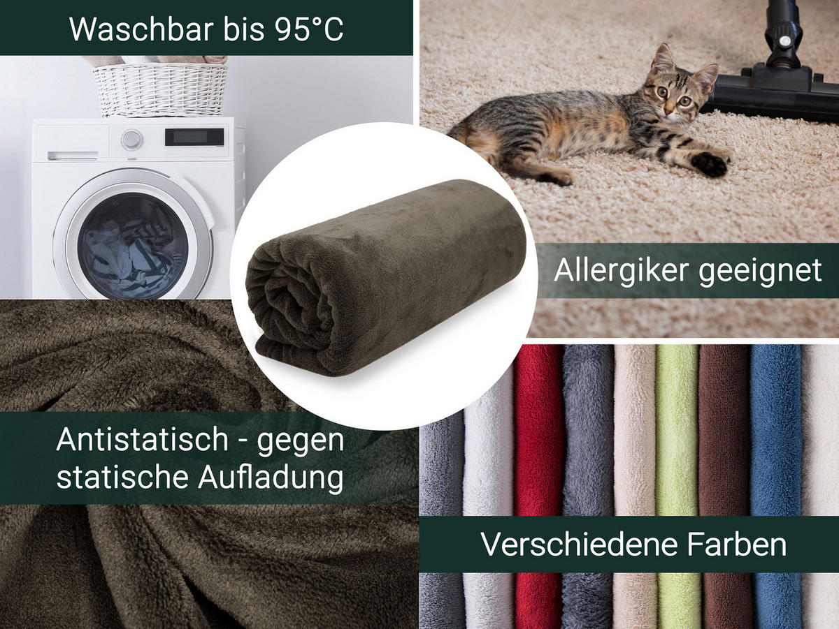 KUSCHELDECKE, 220x240 cm, 100% Polyester - Mokka, Textil (220/240cm) - Zollner