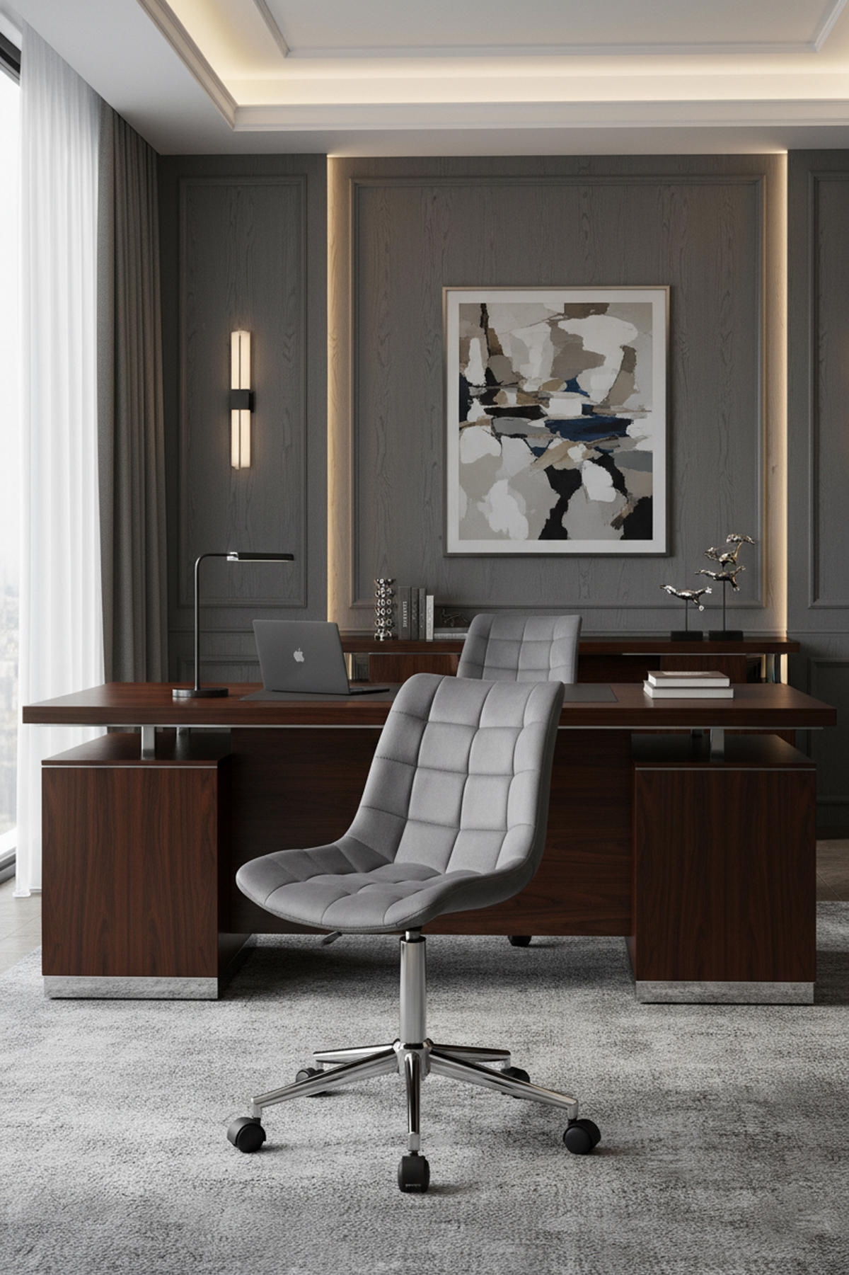 BÜROSTUHL Auronix Samt grau - Chromfarben/Grau, Metall (46/96/62cm) - TPFLiving