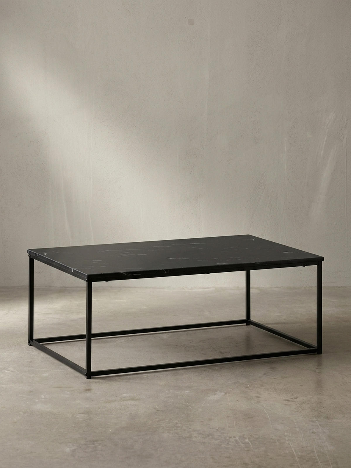 COUCHTISCH mit Marmor-Optik, Metallbeine, rechteckig, Serie MARBRIX, Schwarz 100x60x40 cm - Schwarz, Holz/Metall (60/100/40cm) - KADIMA DESIGN