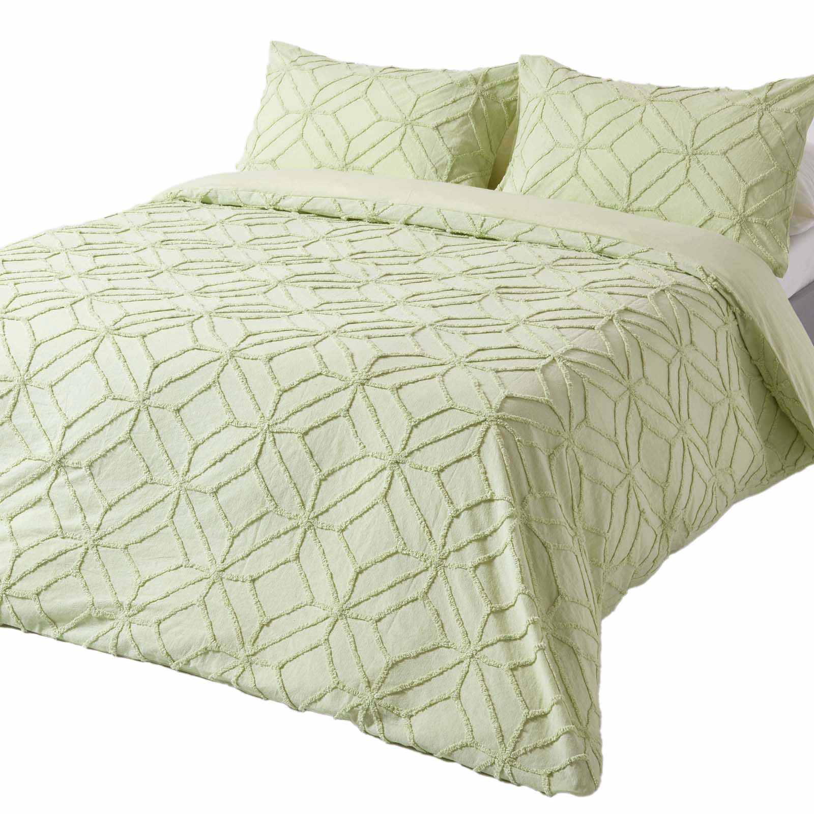 BETTWÄSCHE Perkal getuftet - Salbeigrün, Textil (230/220cm) - Homescapes