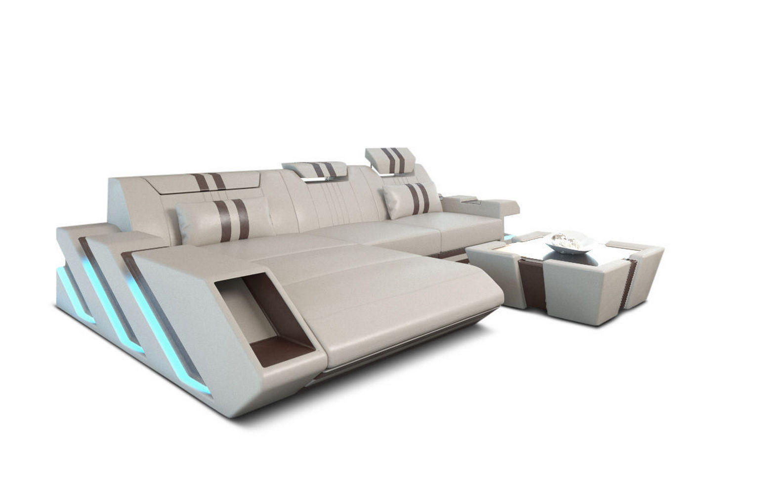 ECKSOFA Apollonia L - Braun, Leder (295/190cm) - Sofa Dreams