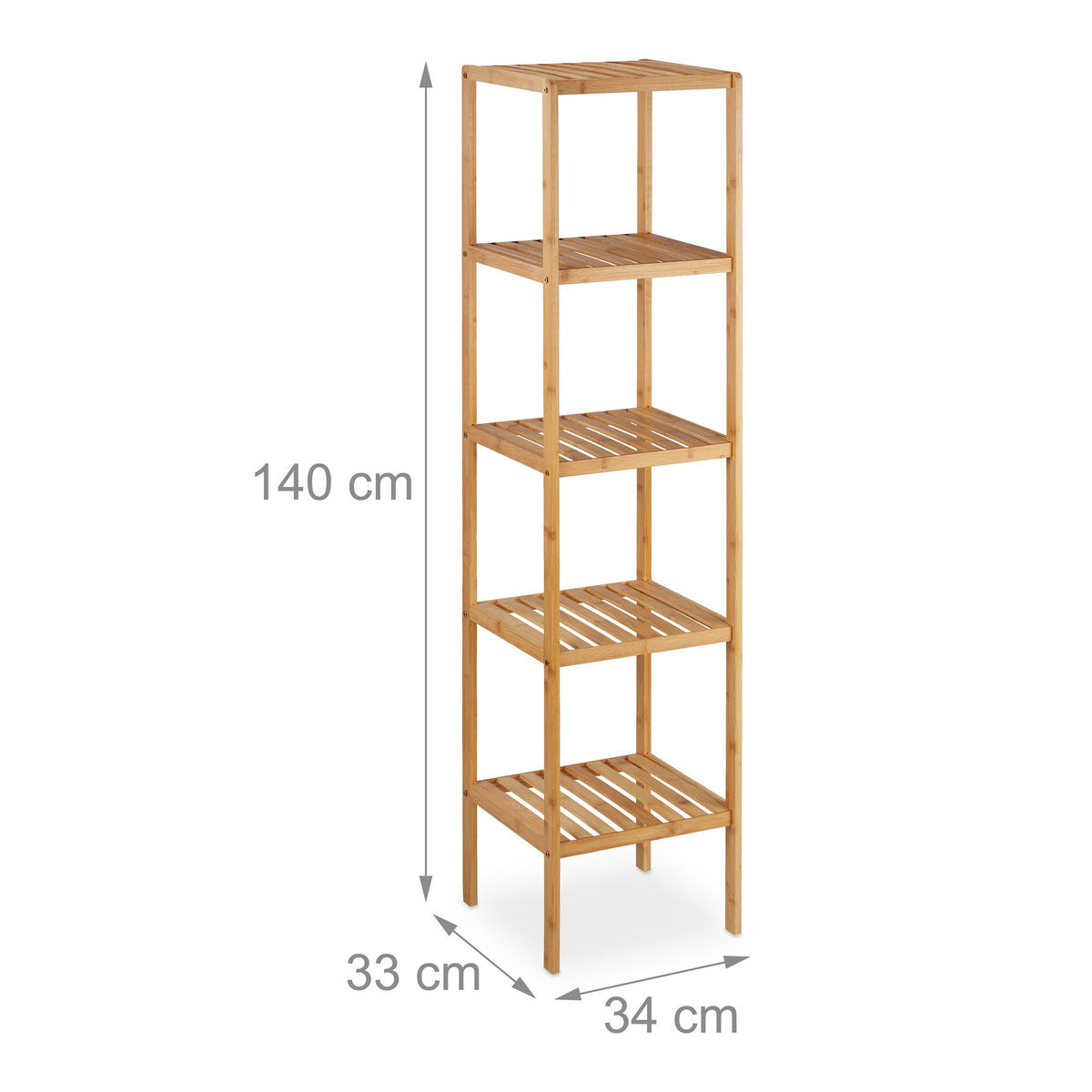 BADREGAL - Hellbraun, Holz (34/140/33cm) - Relaxdays