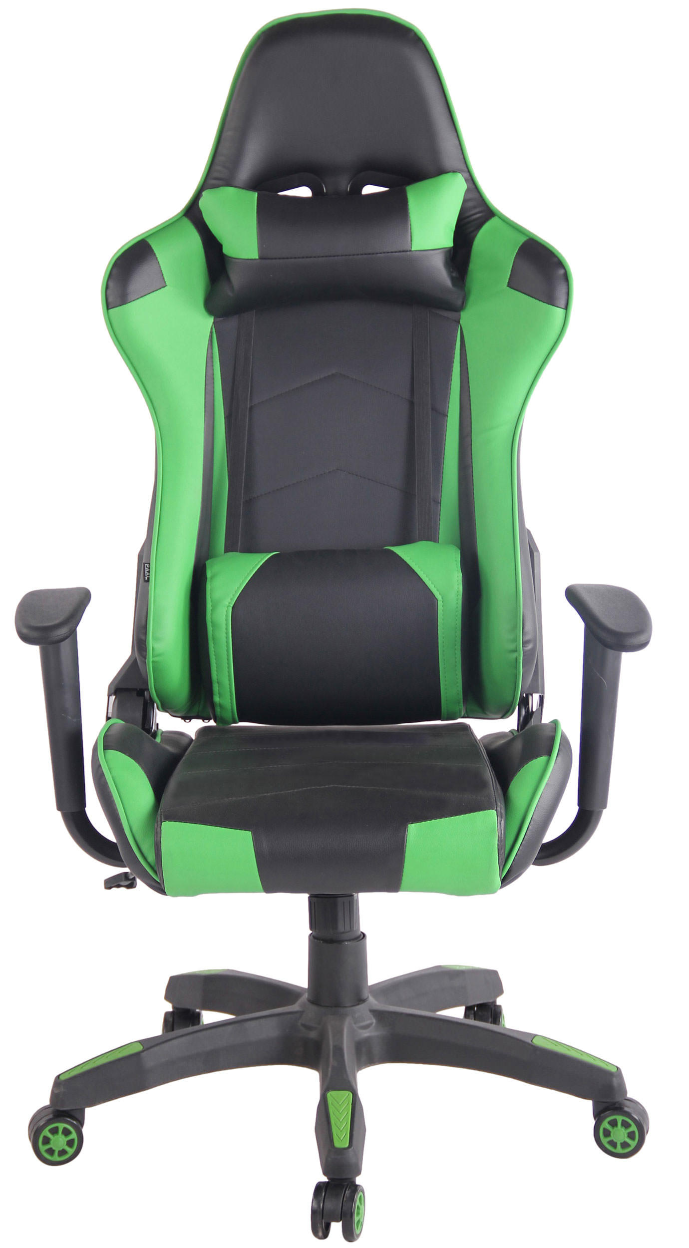 GAMINGSTUHL Lederlook schwarz/grün - Chromfarben/Schwarz, Kunststoff/Textil (65/128/50cm) - CLP